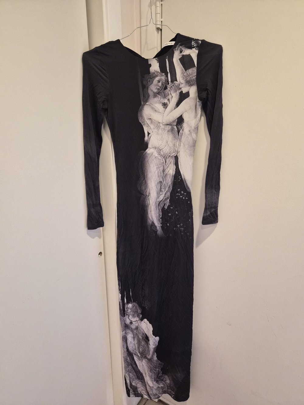 Alice + Olivia Delora Dress Long-Sleeve Graphic Maxi Dress
